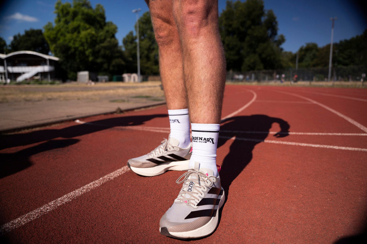 Runner in Ordinary Mile Club kit after a run in Lincolnshire