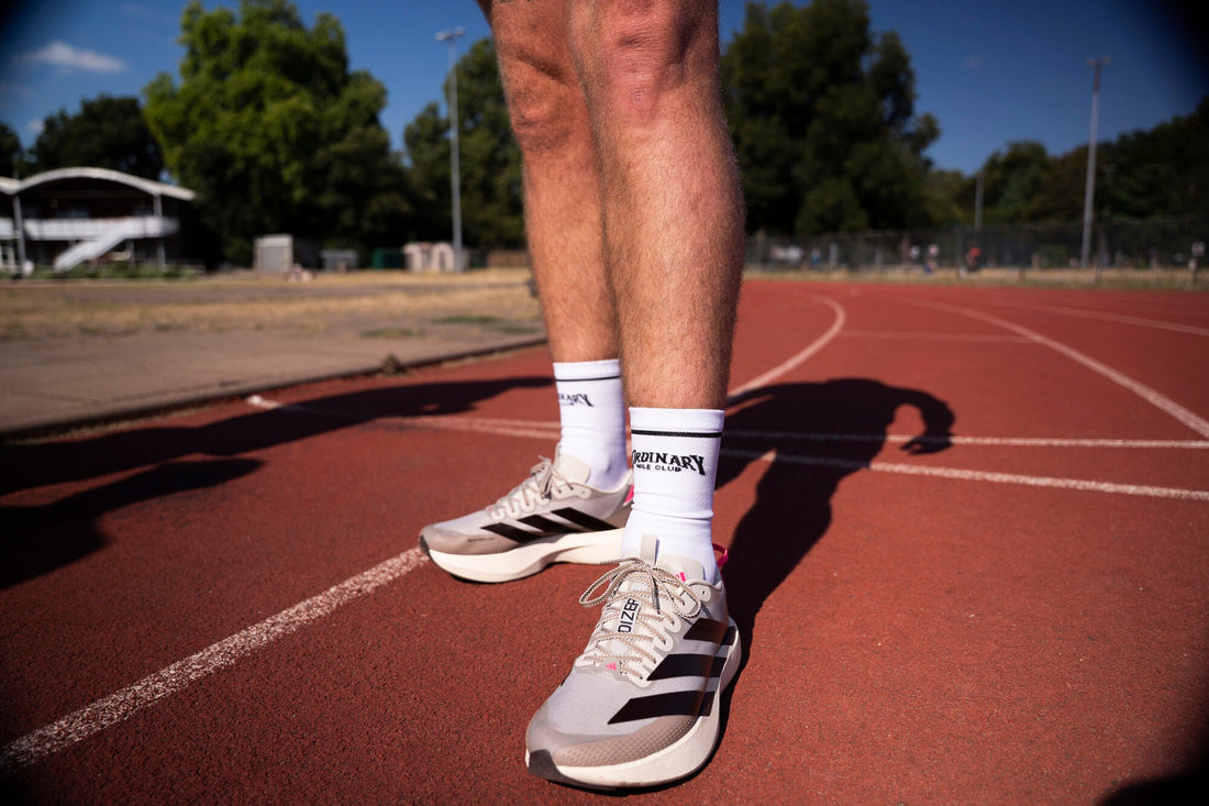 Runner in Ordinary Mile Club kit after a run in Stirlingshire